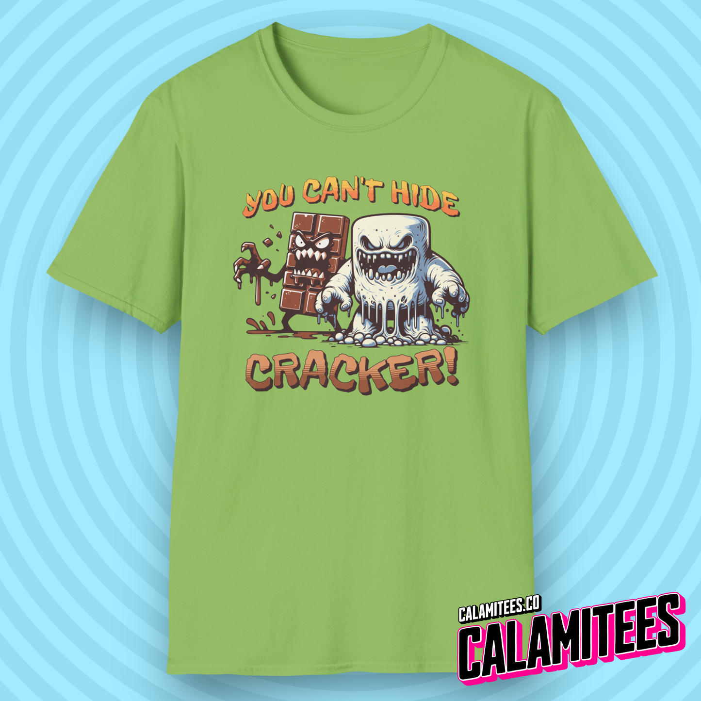 You Can't Hide Cracker - S'Mores Chocolate & Marshmallow Monster T-Shirt