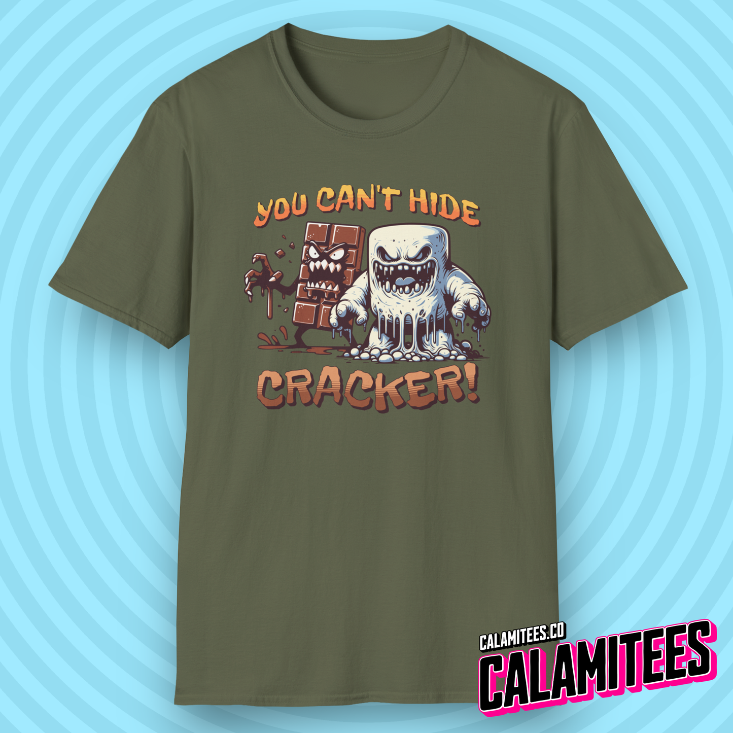 You Can't Hide Cracker - S'Mores Chocolate & Marshmallow Monster T-Shirt