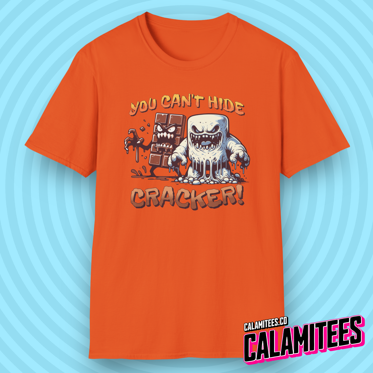 You Can't Hide Cracker - S'Mores Chocolate & Marshmallow Monster T-Shirt