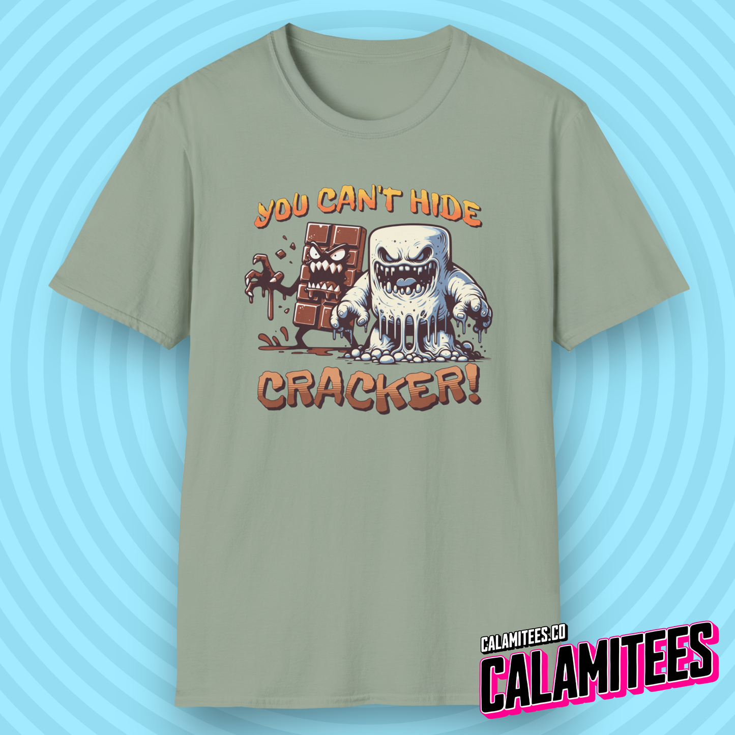 You Can't Hide Cracker - S'Mores Chocolate & Marshmallow Monster T-Shirt