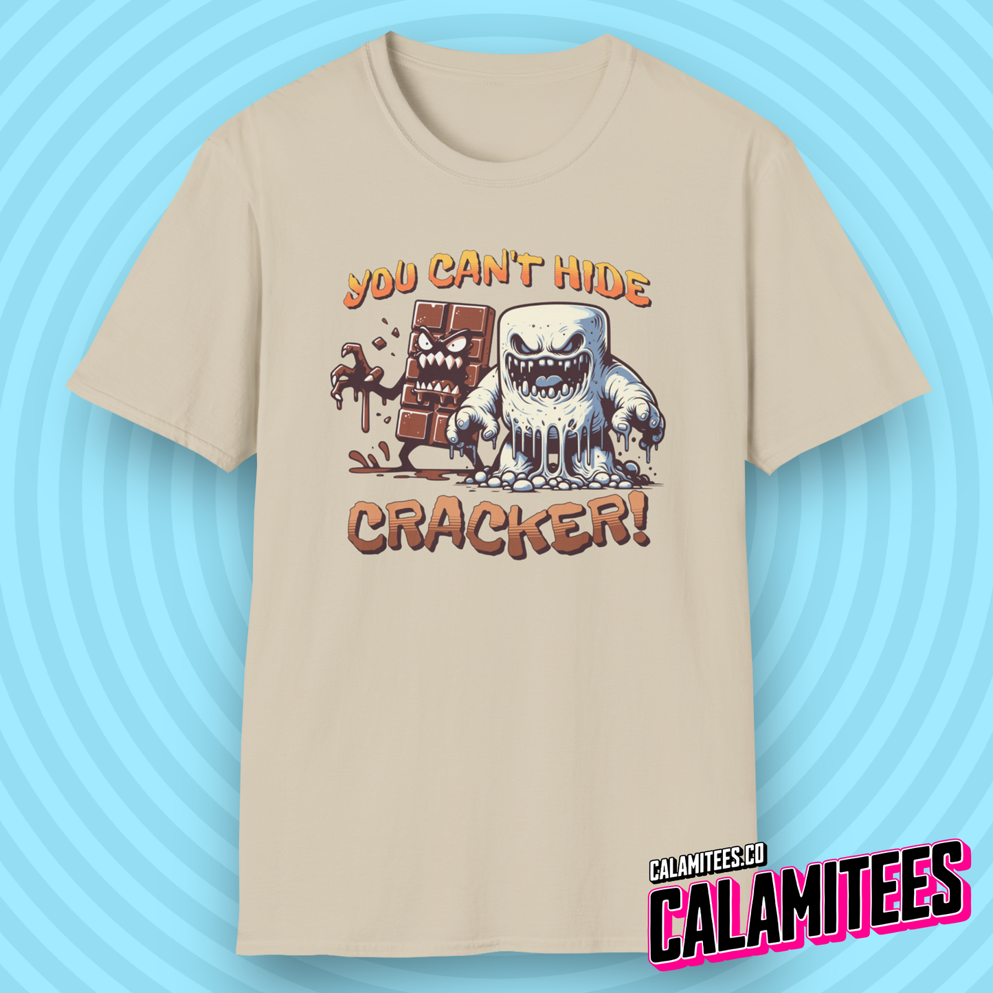 You Can't Hide Cracker - S'Mores Chocolate & Marshmallow Monster T-Shirt