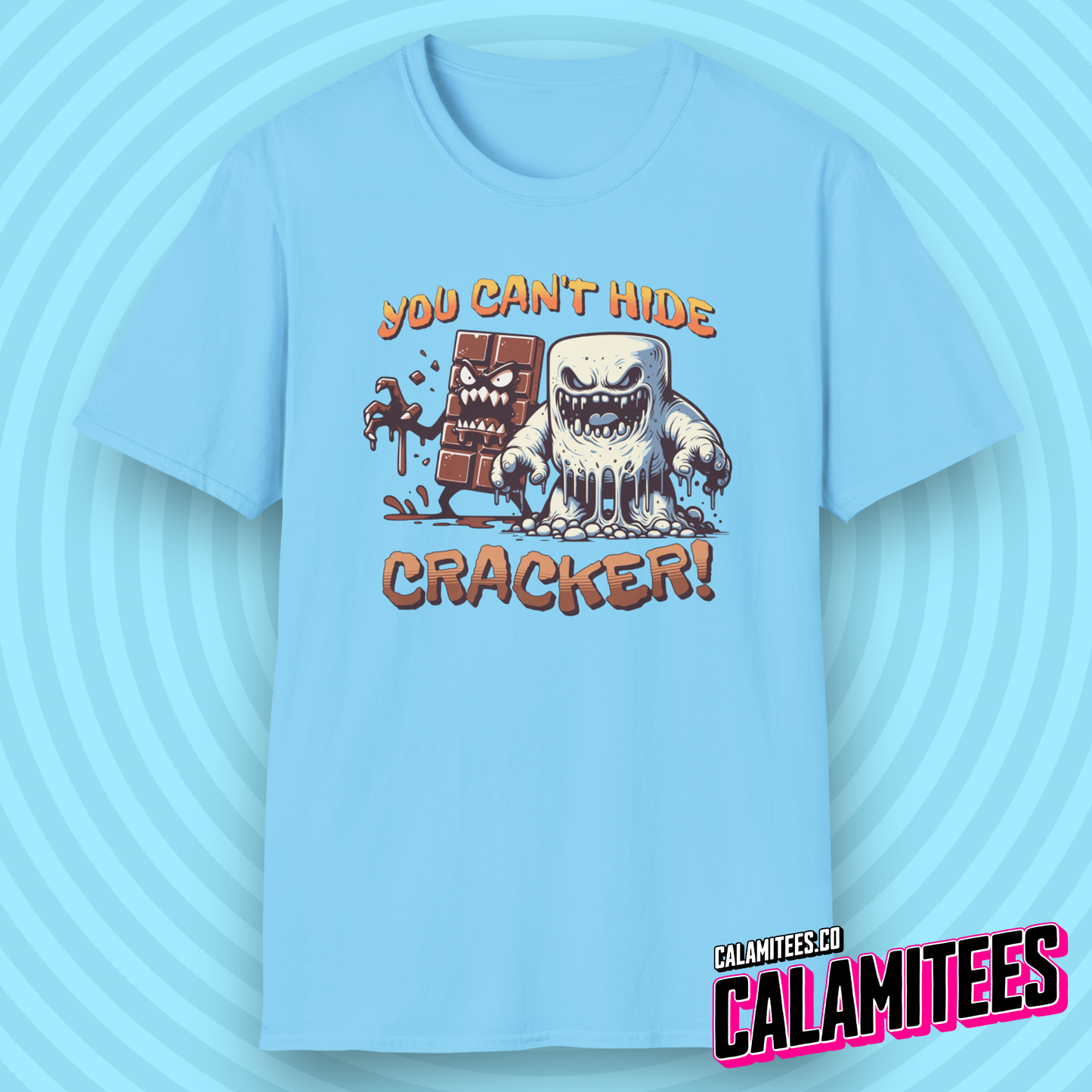 You Can't Hide Cracker - S'Mores Chocolate & Marshmallow Monster T-Shirt