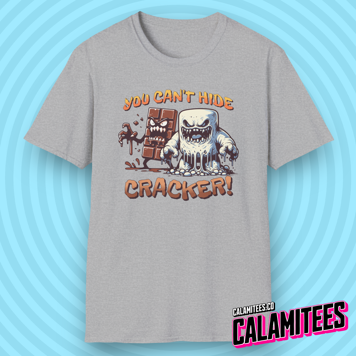You Can't Hide Cracker - S'Mores Chocolate & Marshmallow Monster T-Shirt