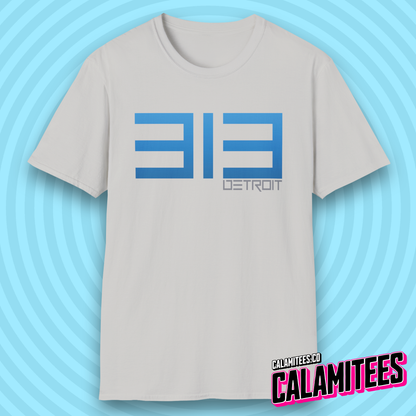 313 Detroit Motor City Area Code Modern Text T-Shirt