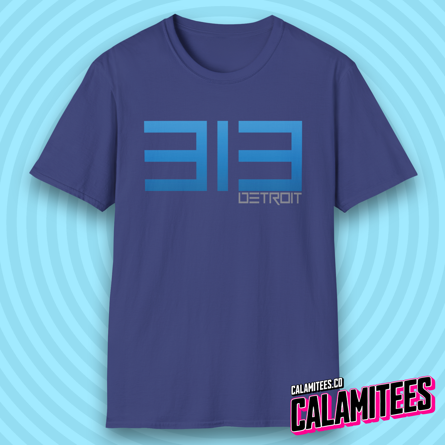 313 Detroit Motor City Area Code Modern Text T-Shirt