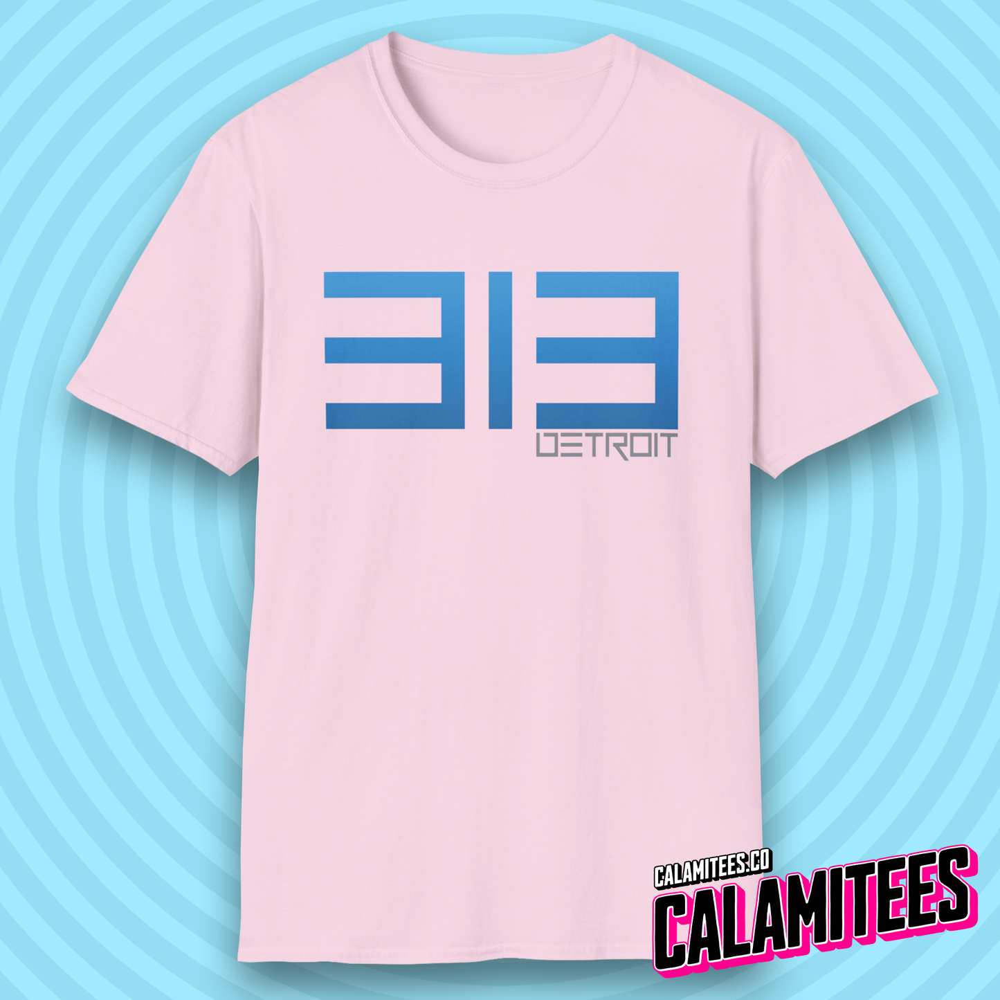313 Detroit Motor City Area Code Modern Text T-Shirt