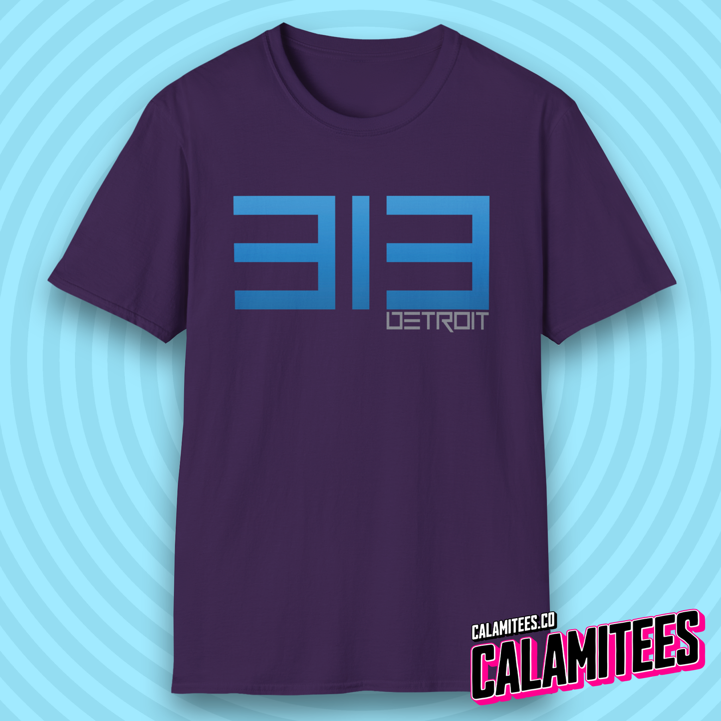 313 Detroit Motor City Area Code Modern Text T-Shirt