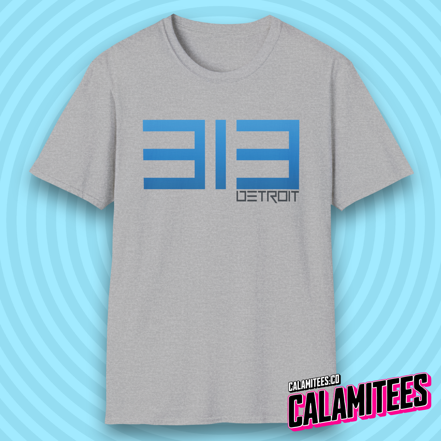 313 Detroit Motor City Area Code Modern Text T-Shirt