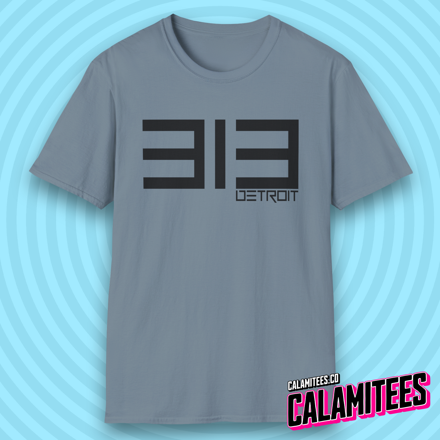 313 Detroit Motor City Area Code Modern Text T-Shirt