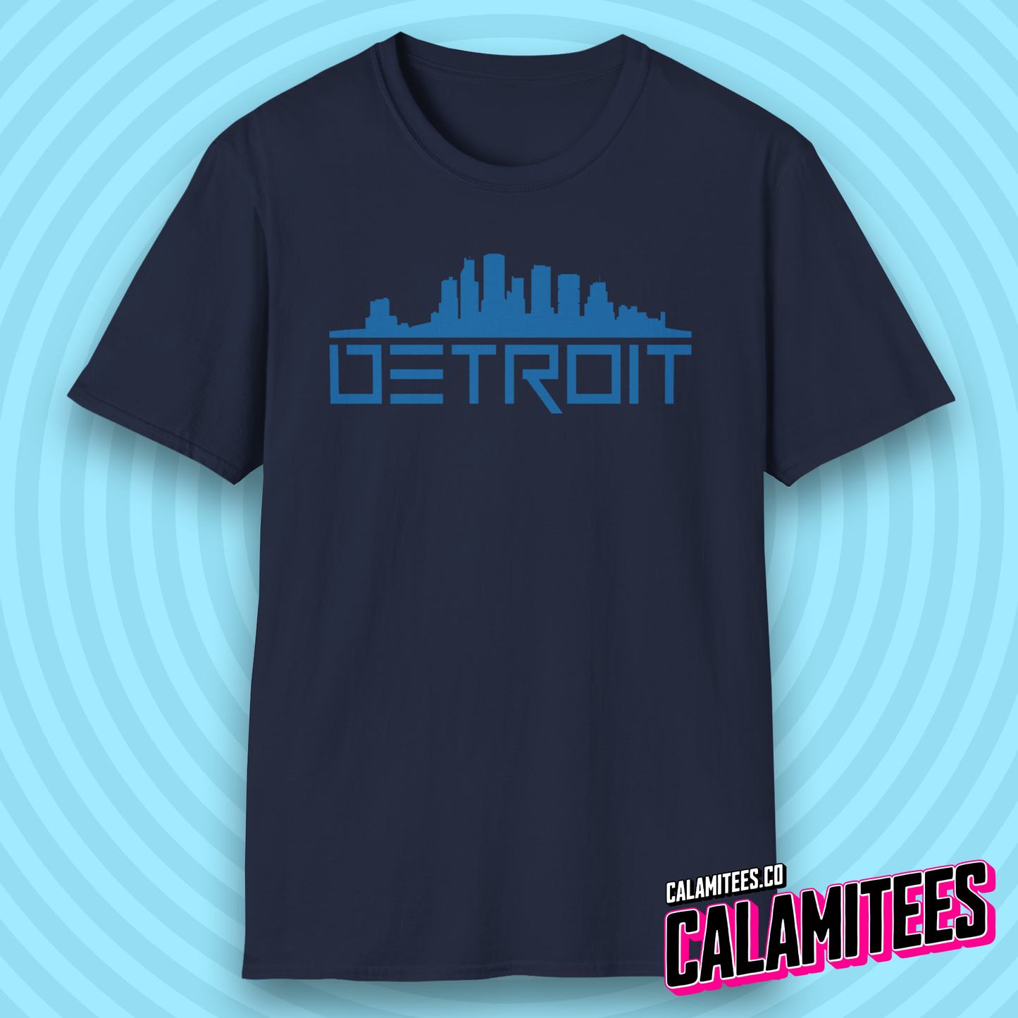 Detroit Skyline Graphic With Detroit Sports Accent Colors T-Shirt