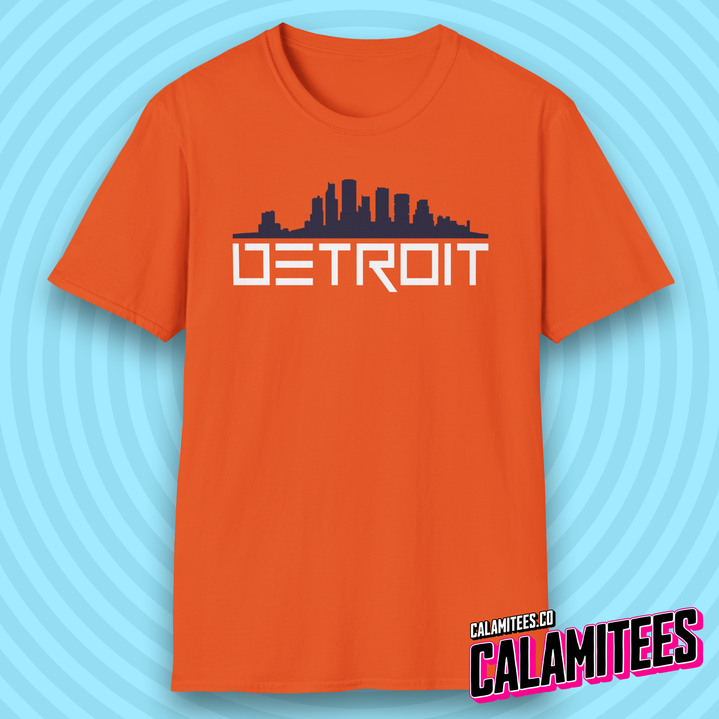 Detroit Skyline Graphic With Detroit Sports Accent Colors T-Shirt