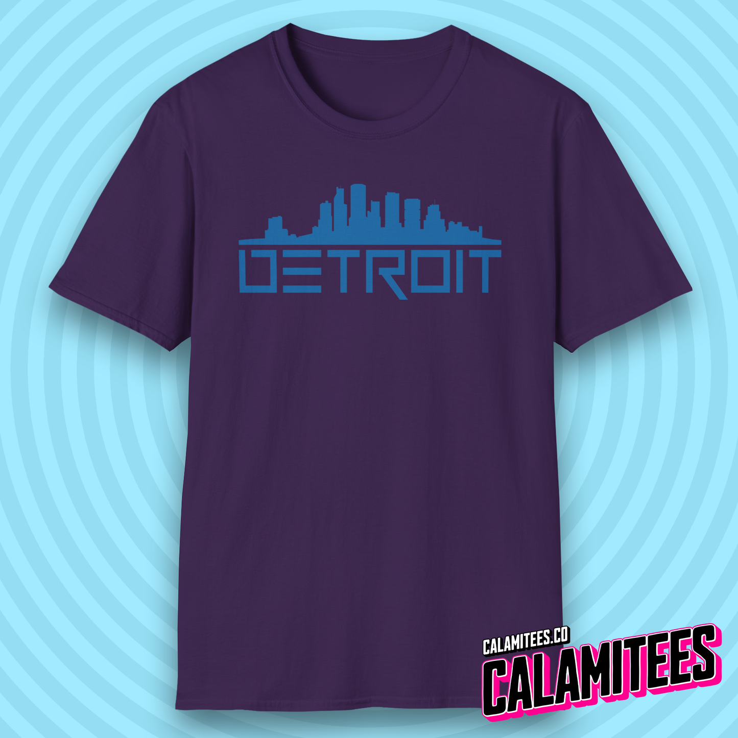 Detroit Skyline Graphic With Detroit Sports Accent Colors T-Shirt