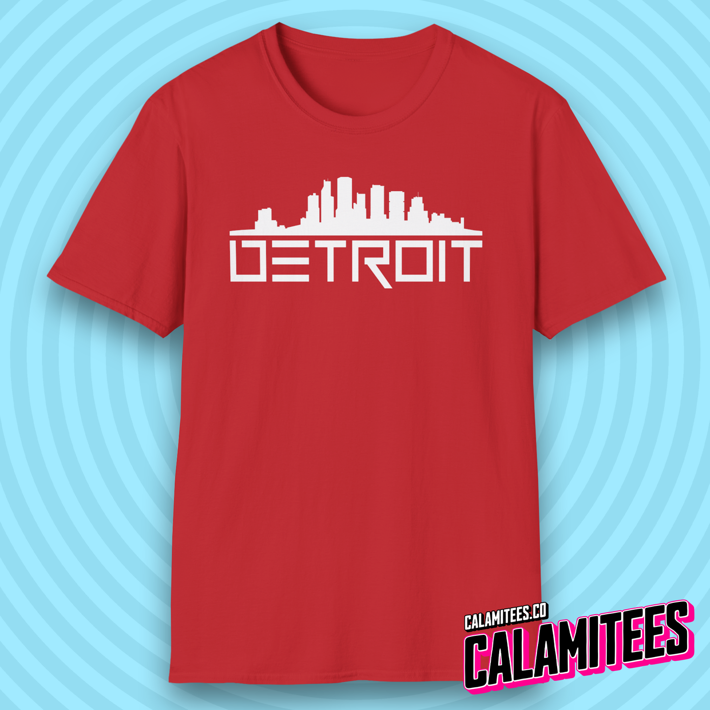 Detroit Skyline Graphic With Detroit Sports Accent Colors T-Shirt