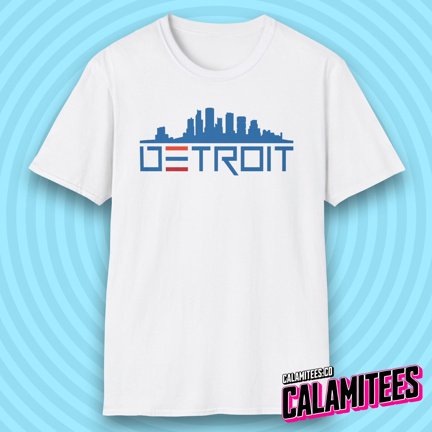 Detroit Skyline Graphic With Detroit Sports Accent Colors T-Shirt