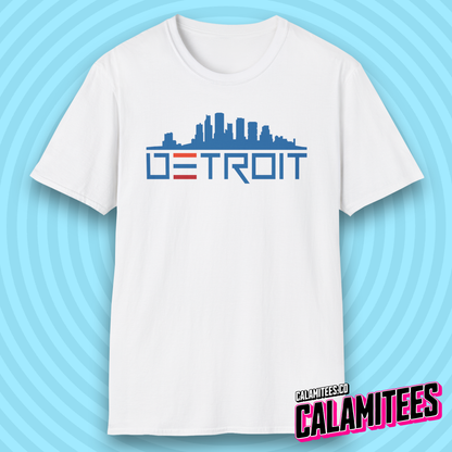 Detroit Skyline Graphic With Detroit Sports Accent Colors T-Shirt