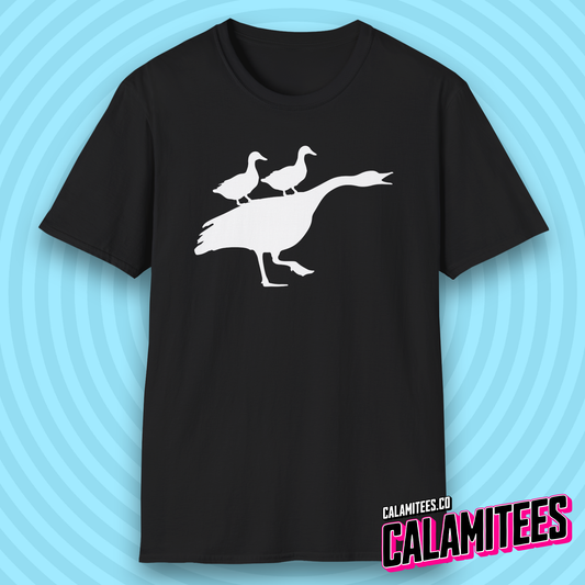 Duck Duck Goose Two Ducks Riding a Honking Goose Funny T-Shirt