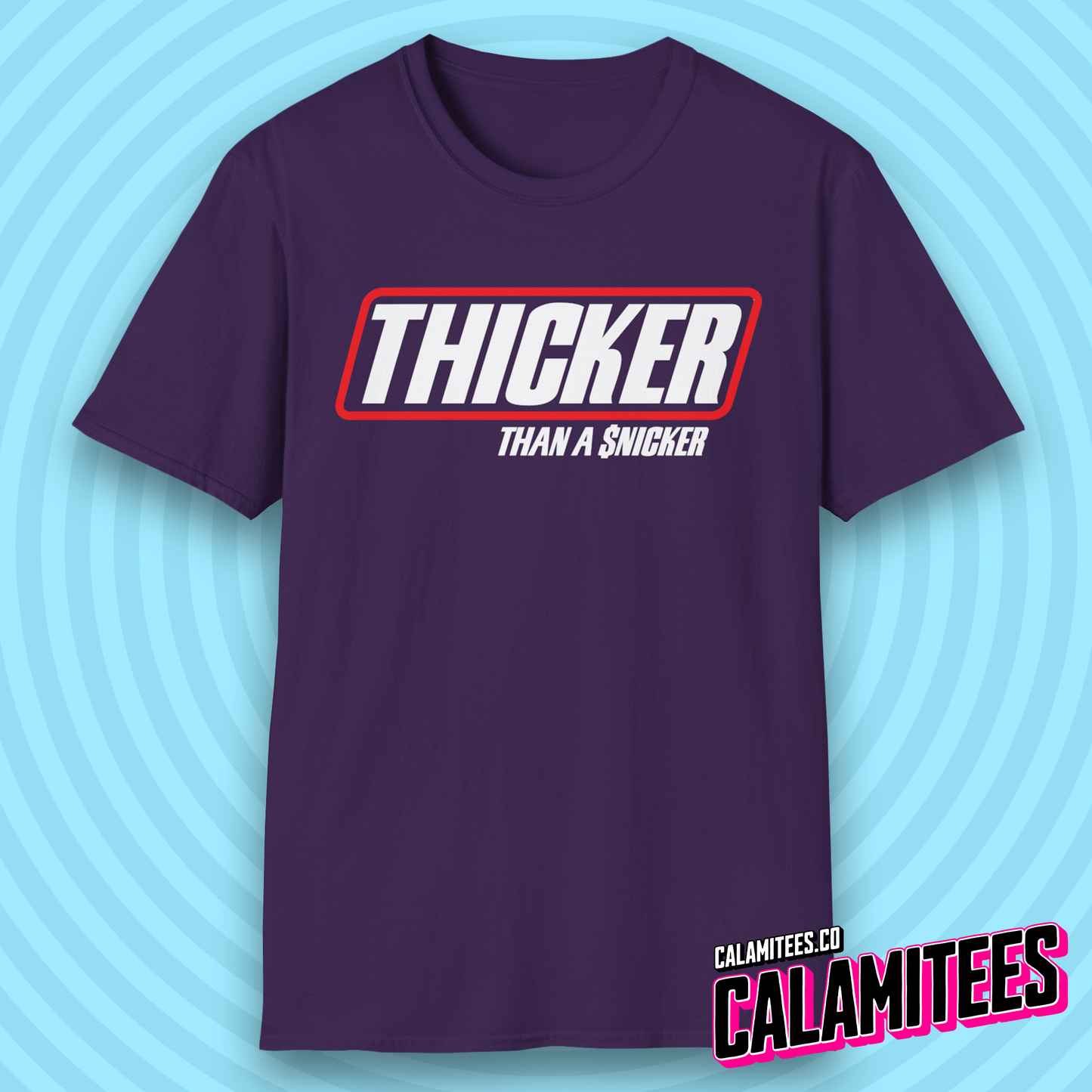 Thicker Than a Snicker Parody Logo Funny Joke T-Shirt