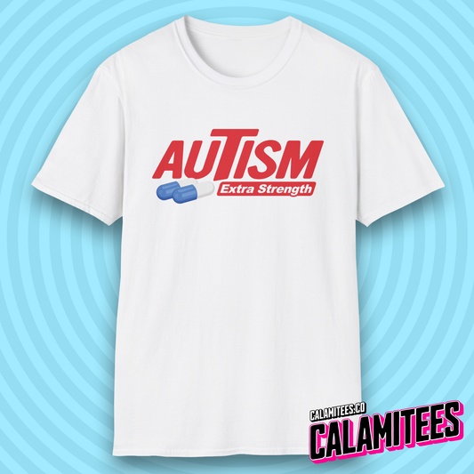 Autism Extra Strength Autistic Humor Parody Logo T-Shirt