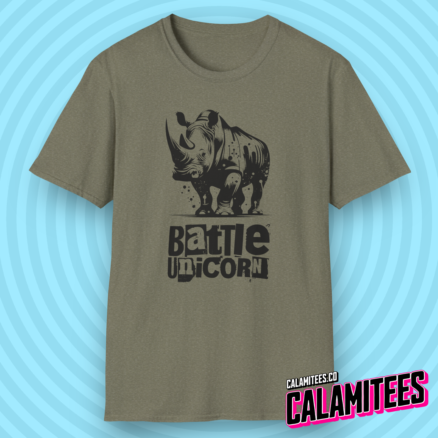 Battle Unicorn - Rhino Rhinoceros Grunge Street Style T-Shirt