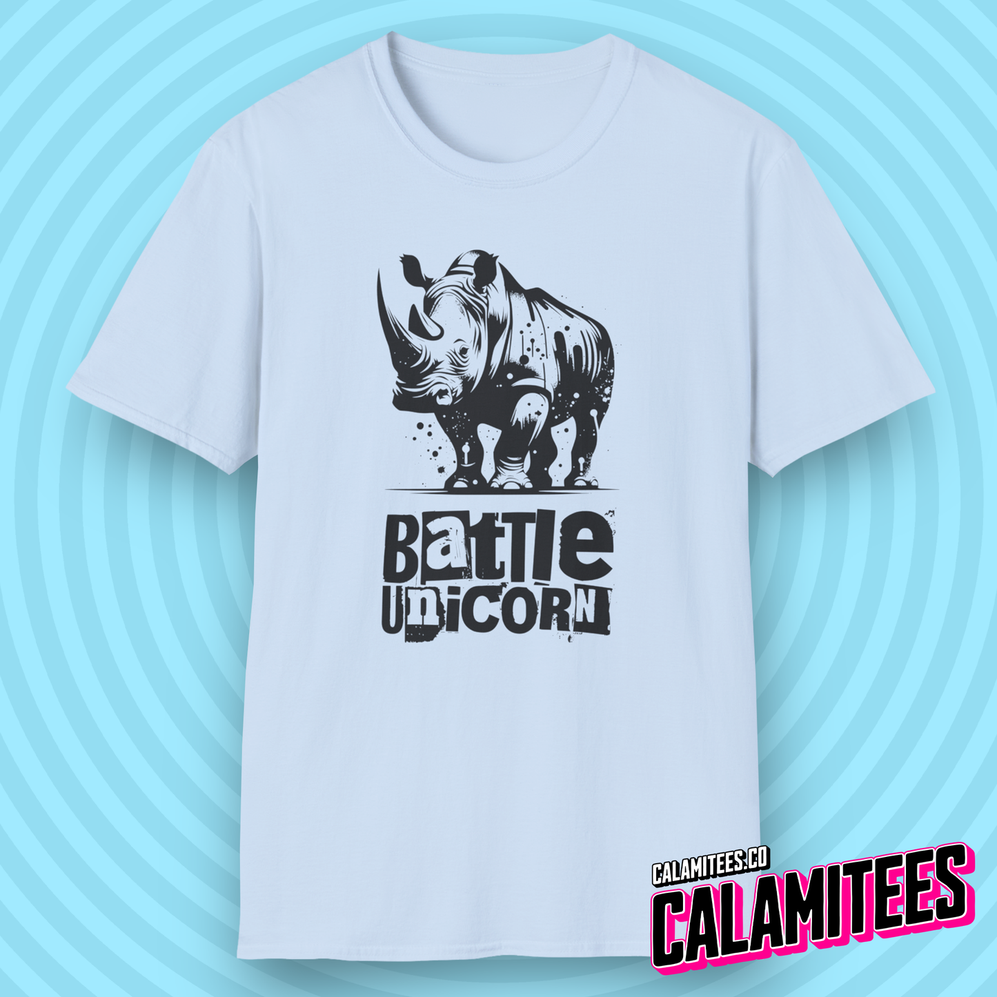 Battle Unicorn - Rhino Rhinoceros Grunge Street Style T-Shirt