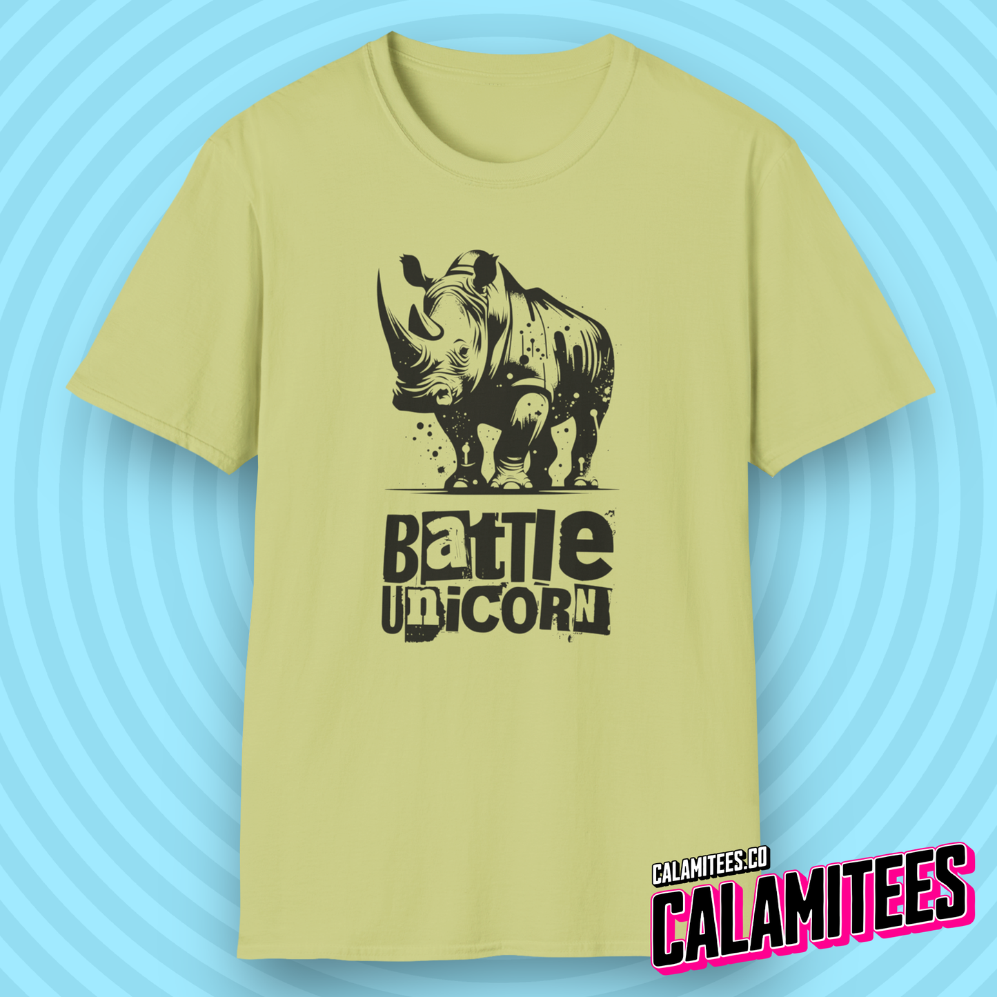 Battle Unicorn - Rhino Rhinoceros Grunge Street Style T-Shirt