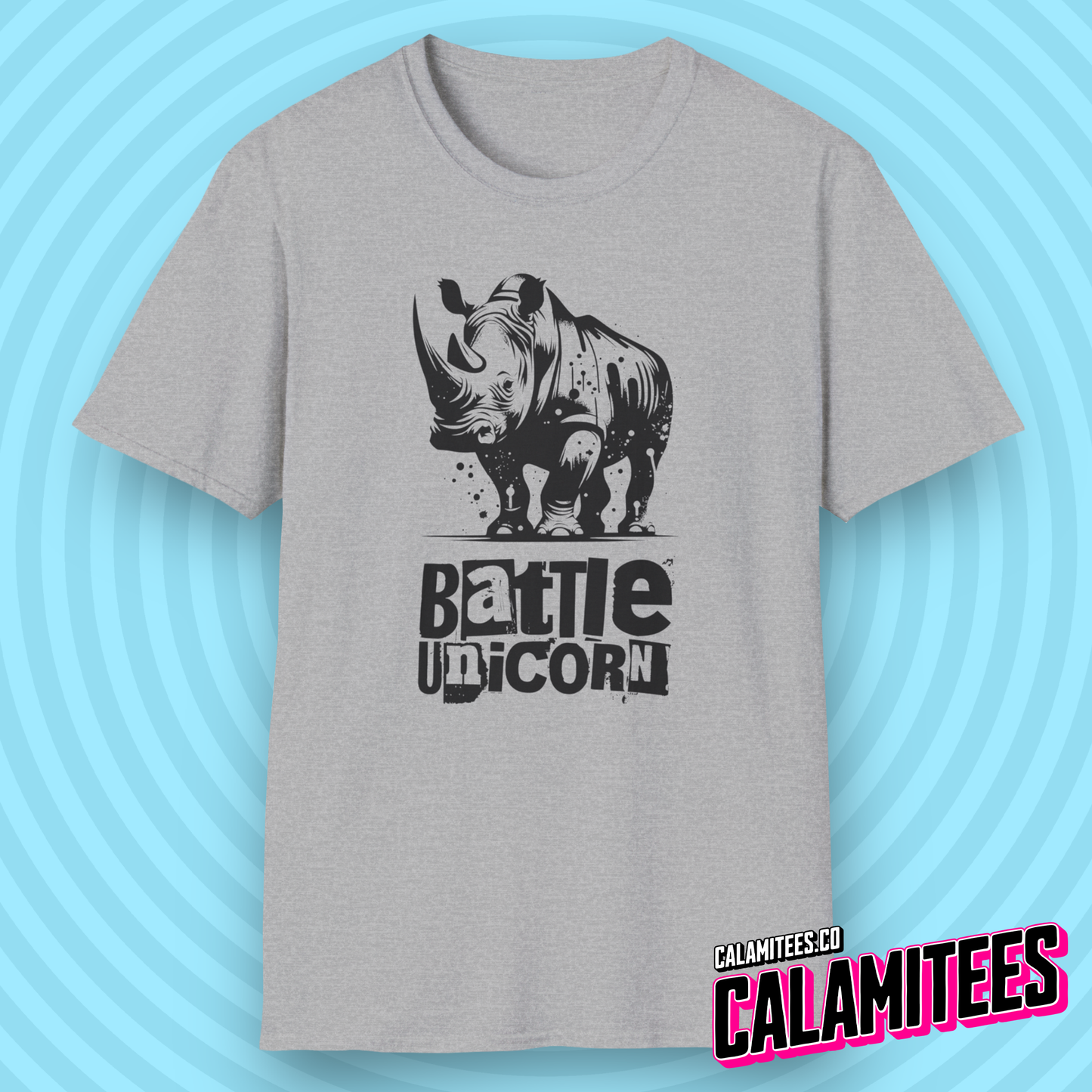 Battle Unicorn - Rhino Rhinoceros Grunge Street Style T-Shirt