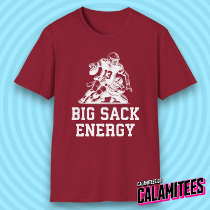 Big Sack Energy Quarterback Sack Tackle Funny Football T-Shirt
