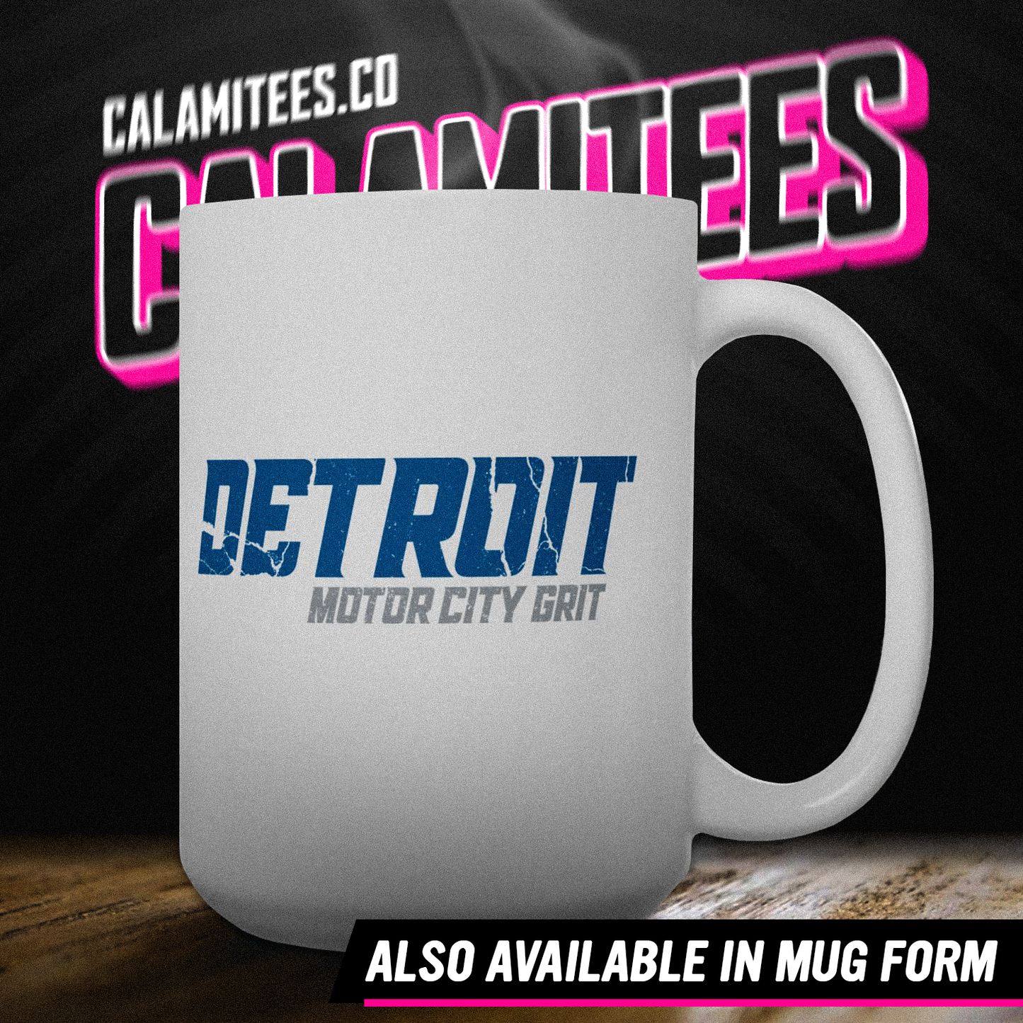 Detroit Motor City Grit Distressed Grunge Style Lions T-Shirt