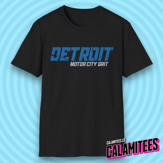 Detroit MotorCity / Motor City Grit Distressed Grunge Style Lions T-Shirt