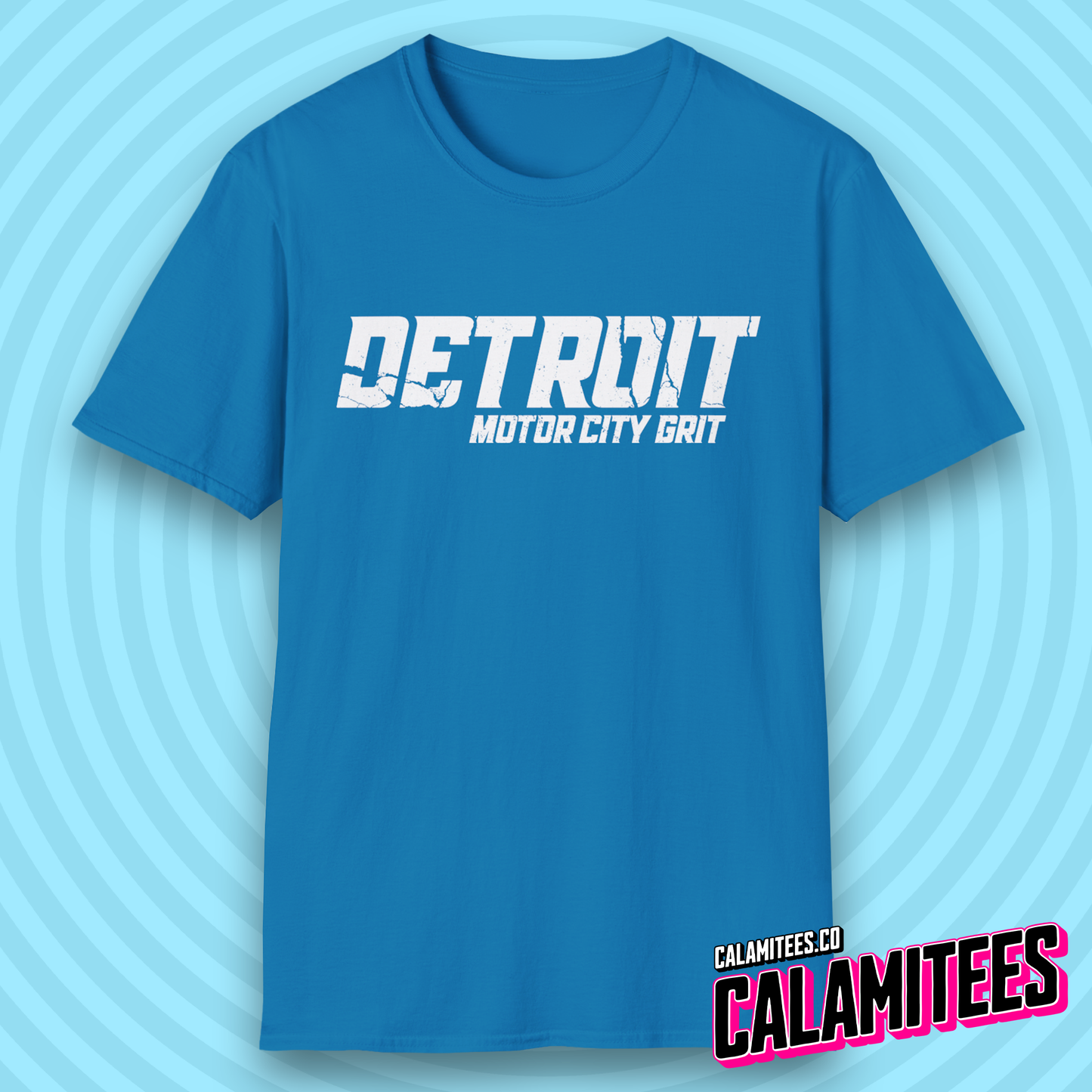 Detroit MotorCity / Motor City Grit Distressed Grunge Style Lions T-Shirt