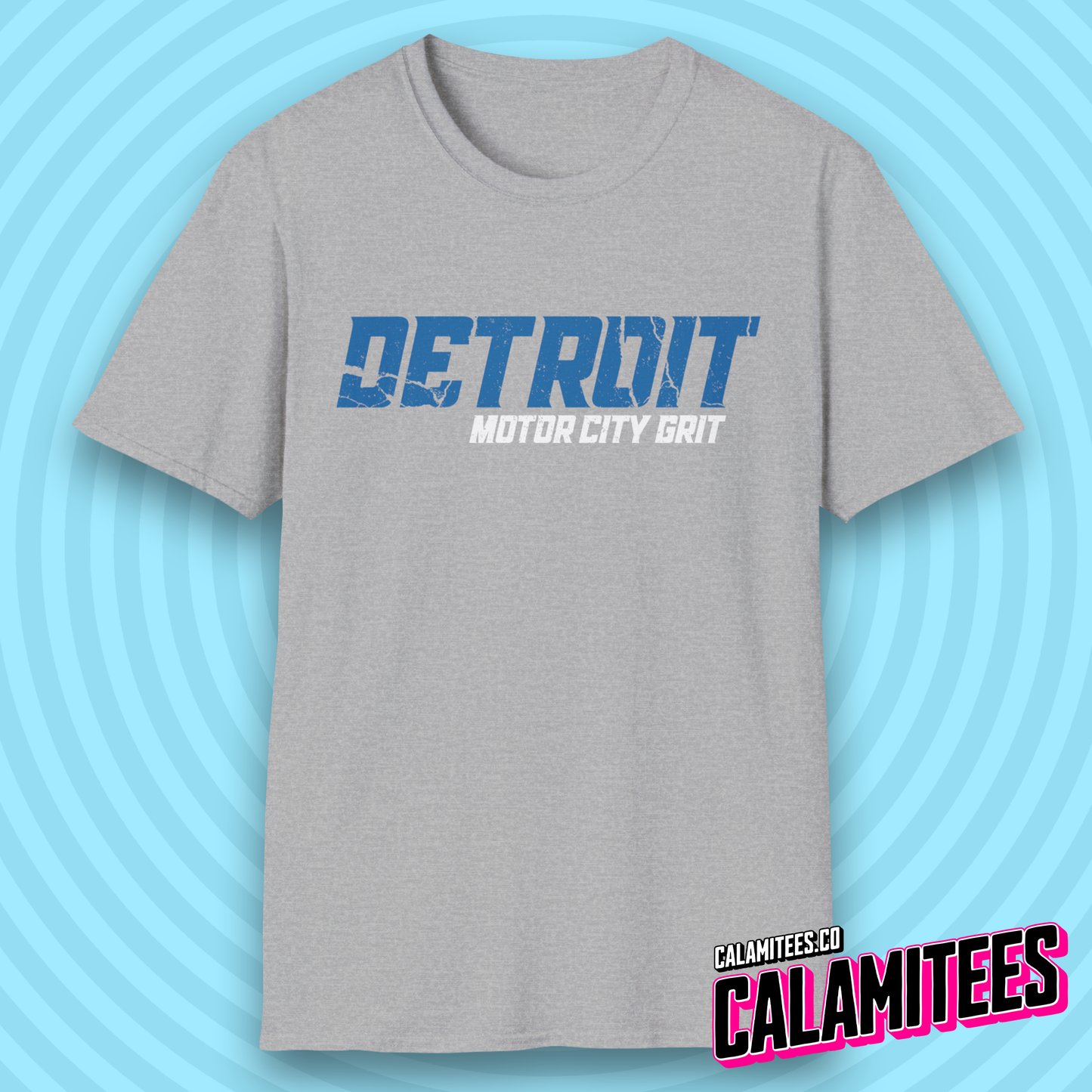 Detroit MotorCity / Motor City Grit Distressed Grunge Style Lions T-Shirt