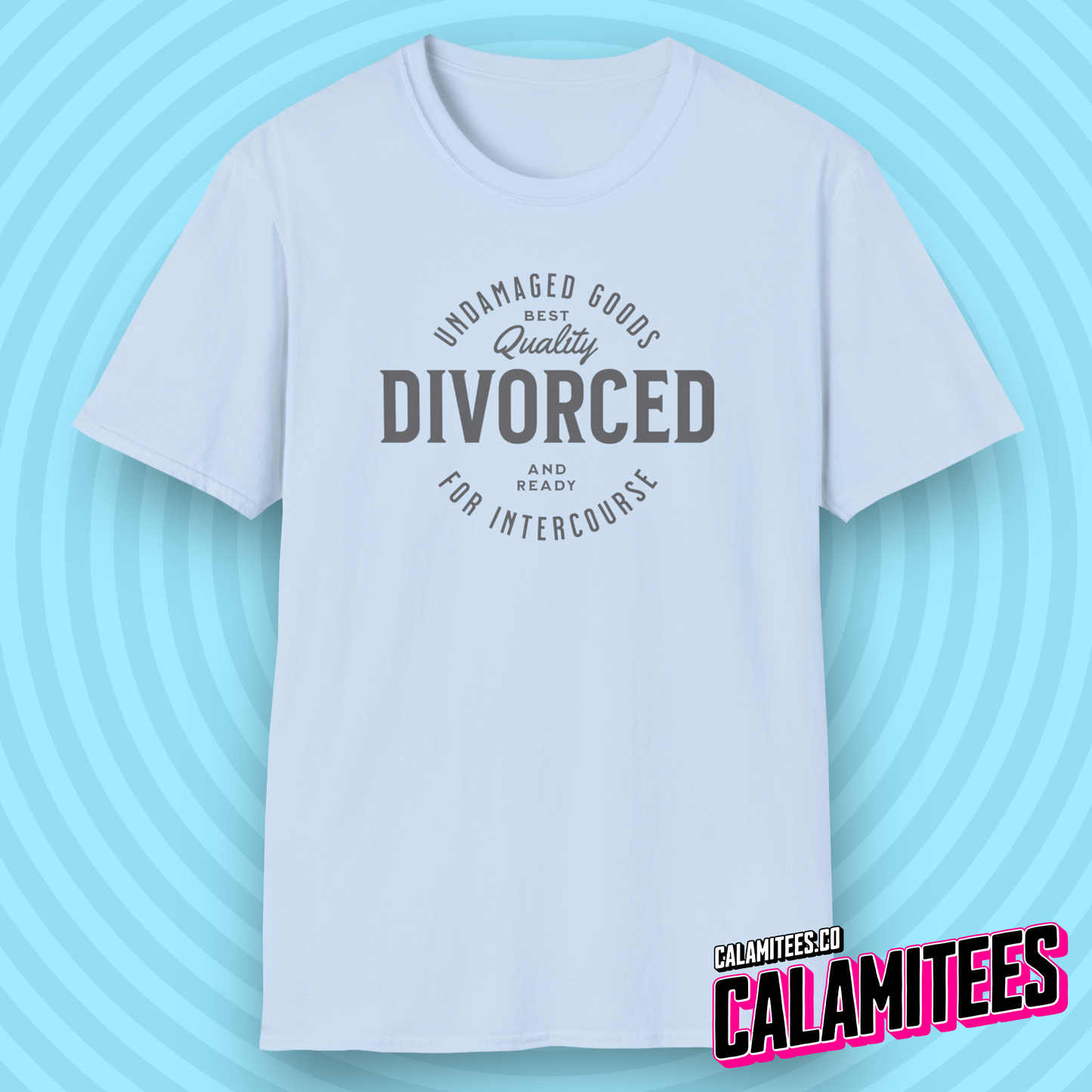 Divorced and Ready for Intercourse, Undamaged Goods Funny Adult Humor Graphic Tee for Divorcees Single or Separated T-Shirt