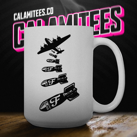 Dropping F-Bombs War Plane Bad Language Swearing Joke 15 oz Ceramic Coffee Mug