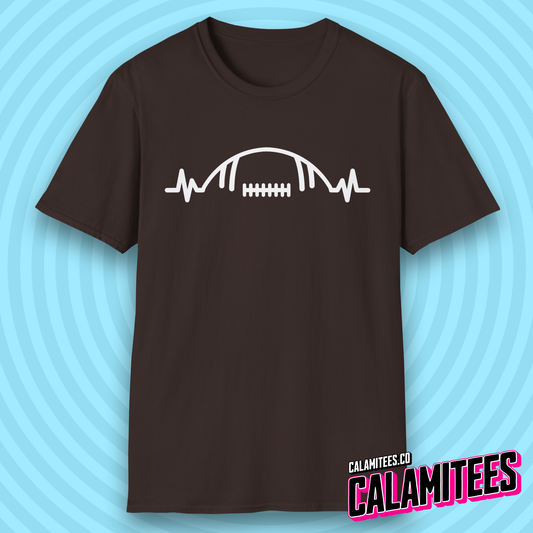 Football Heartbeat Heartrate Pulse Line American Football Lover T-Shirt