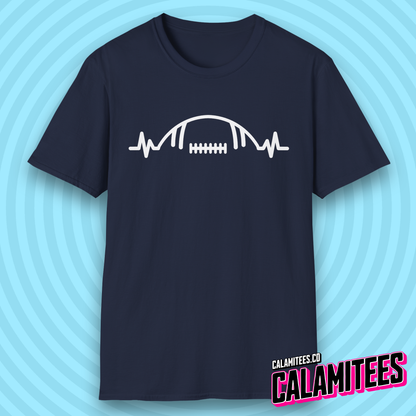 Football Heartbeat Heartrate Pulse Line American Football Lover T-Shirt