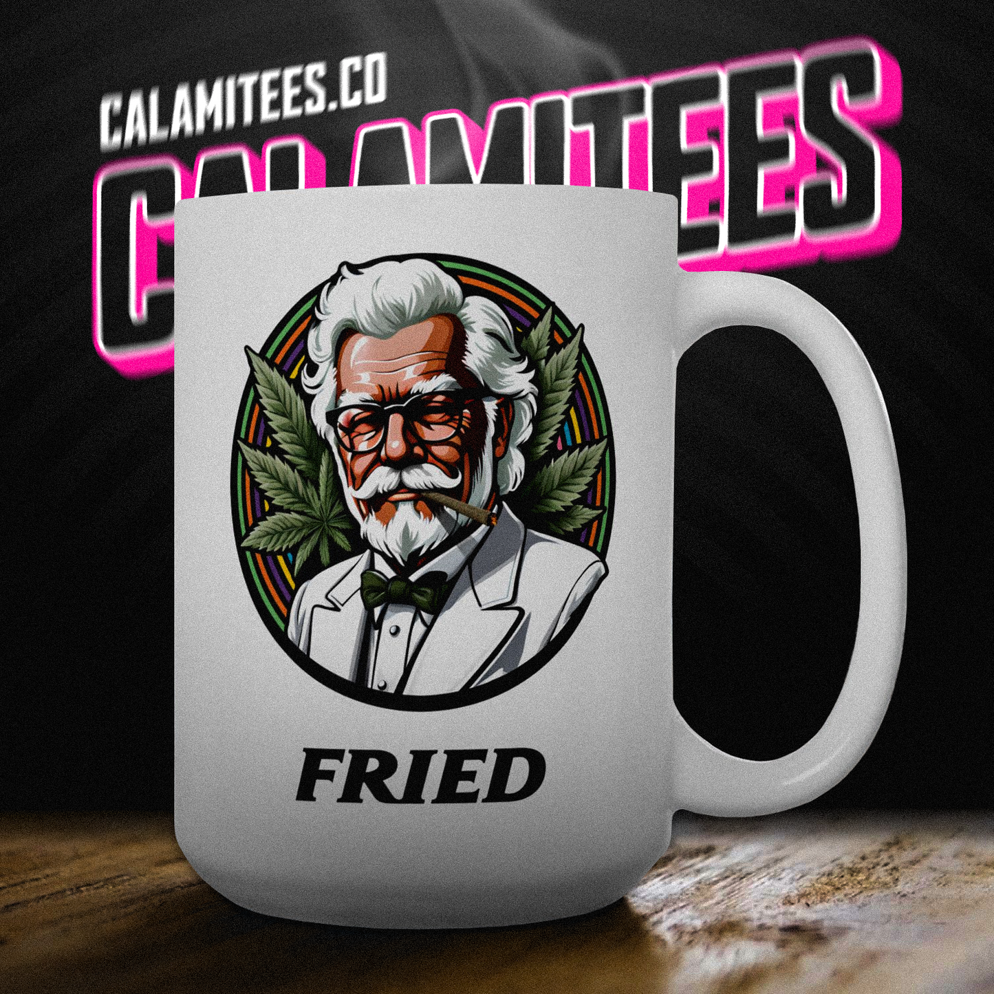 Fried Colonel Sanders KFC Weed Parody (Color Splash) 15 oz Ceramic Coffee Mug