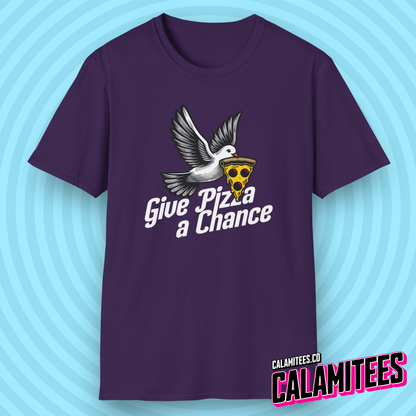 Give Pizza A Chance Funny Peace Dove Parody T-Shirt