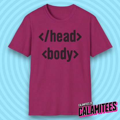 Head & Body HTML Code Programmer Geek T-Shirt