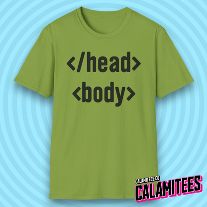 Head & Body HTML Code Programmer Geek T-Shirt