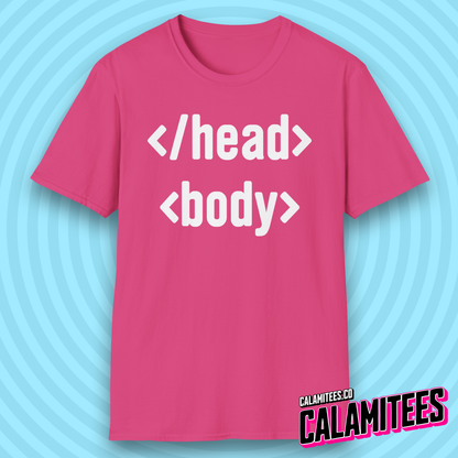 Head & Body HTML Code Programmer Geek T-Shirt