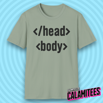 Head & Body HTML Code Programmer Geek T-Shirt