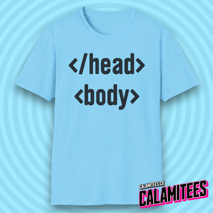 Head & Body HTML Code Programmer Geek T-Shirt