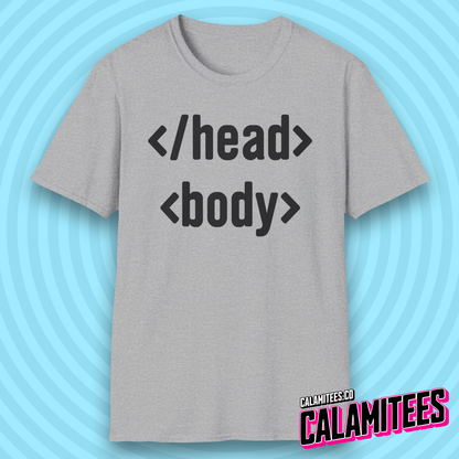 Head & Body HTML Code Programmer Geek T-Shirt