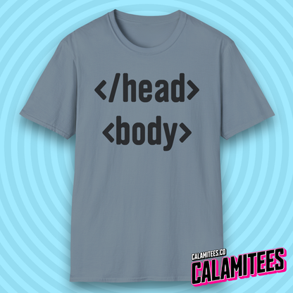 Head & Body HTML Code Programmer Geek T-Shirt