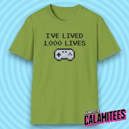I've Lived 1,000 Lives 8-Bit Retro Pixel Art Video Gamer T-Shirt