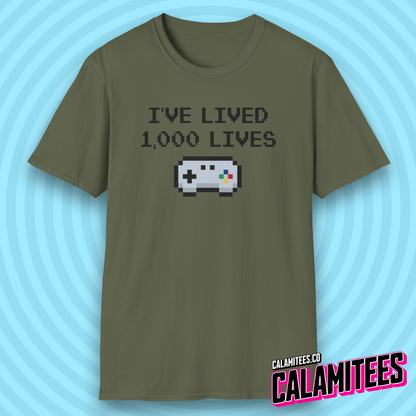 I've Lived 1,000 Lives 8-Bit Retro Pixel Art Video Gamer T-Shirt