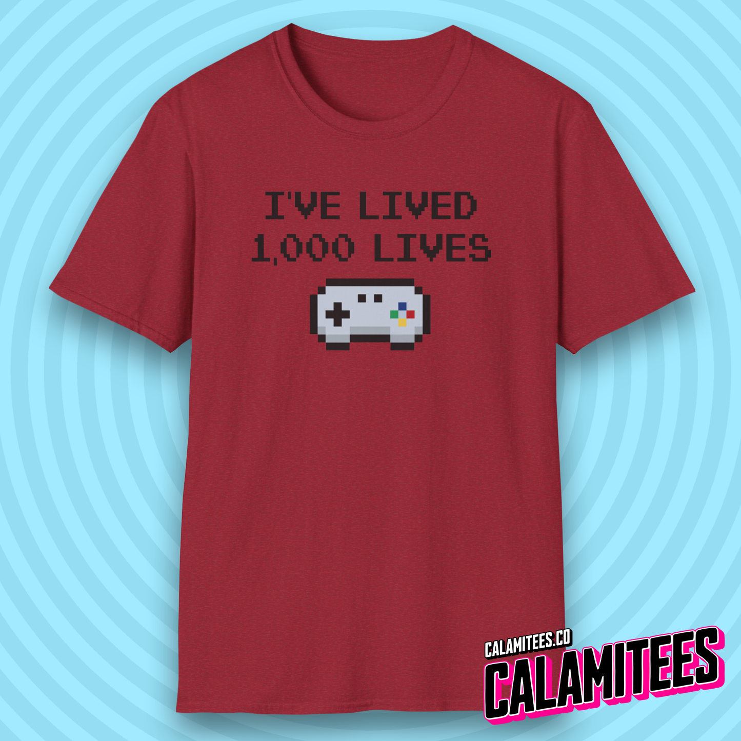 I've Lived 1,000 Lives 8-Bit Retro Pixel Art Video Gamer T-Shirt