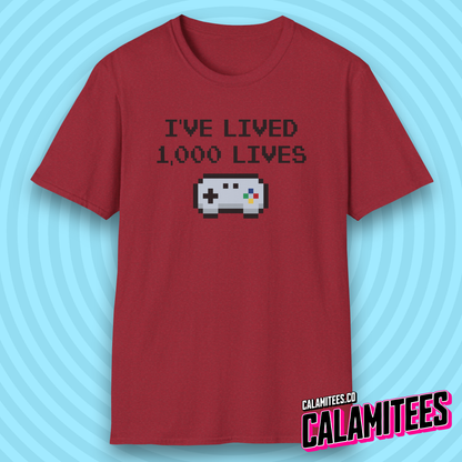 I've Lived 1,000 Lives 8-Bit Retro Pixel Art Video Gamer T-Shirt