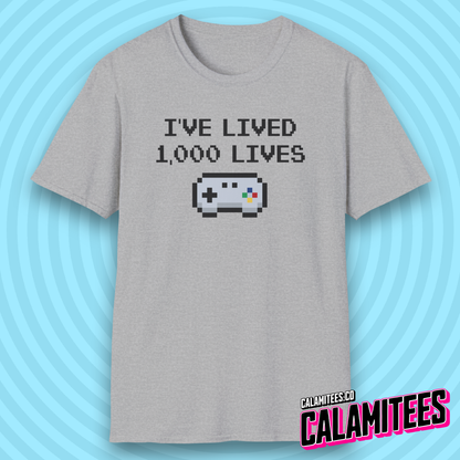 I've Lived 1,000 Lives 8-Bit Retro Pixel Art Video Gamer T-Shirt