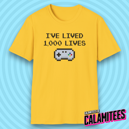 I've Lived 1,000 Lives 8-Bit Retro Pixel Art Video Gamer T-Shirt
